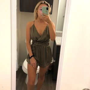 Green Silk romper
